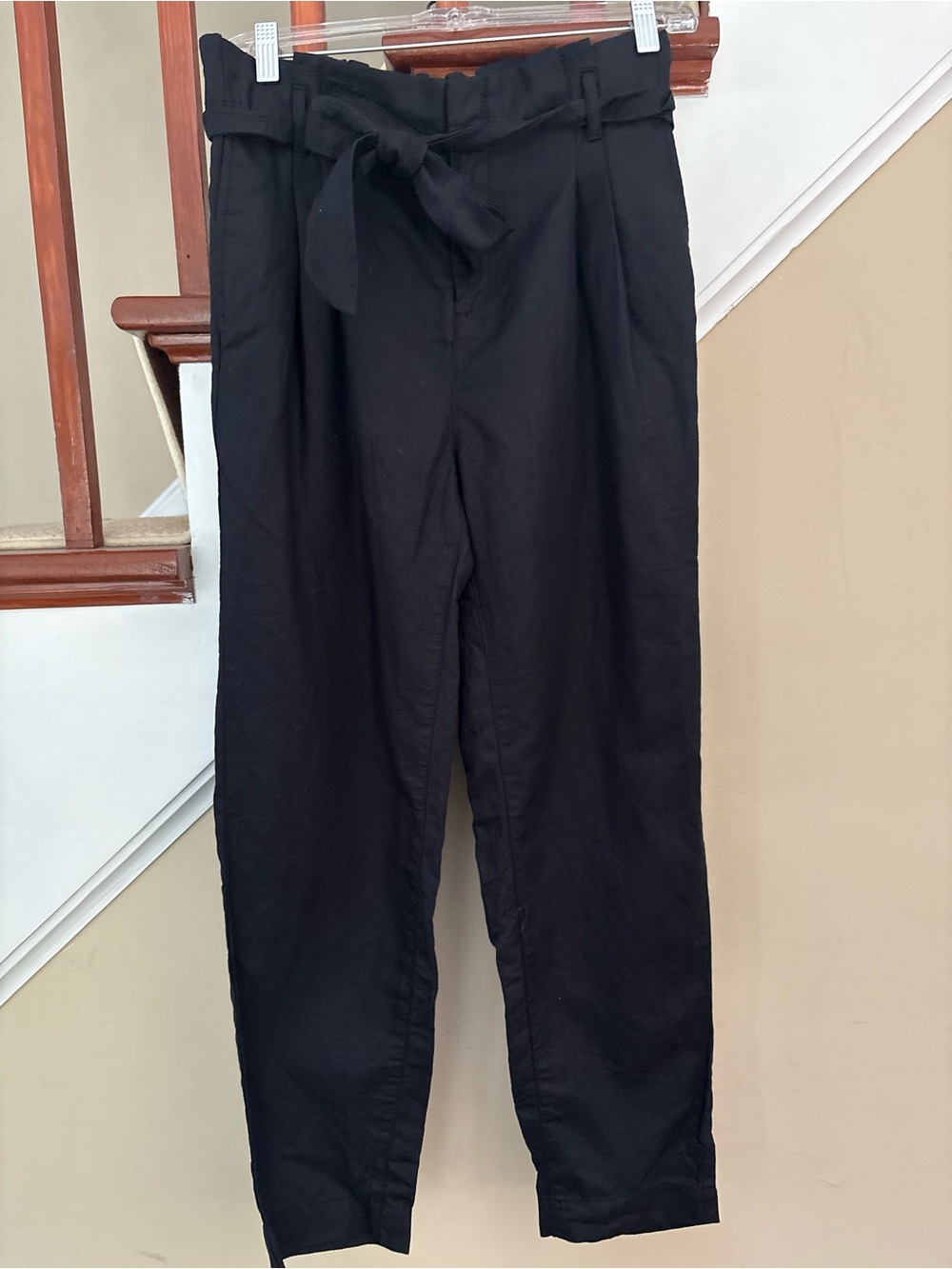 LOFT Black Paperbag Waist Tapered Chinos